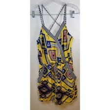 Xhilaration Romper Womens Large Crisscross Back Abstract Festival Futuristic 