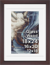 Elegant Brazilian Walnut Poster Frame with Multi Mat  Tempered Glass, 18x24