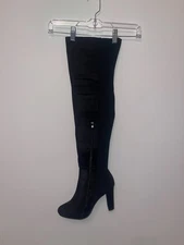 Top Moda Women’s 9 Black Over-The-Knee High Heel Boots Stretch Thigh-High Zip