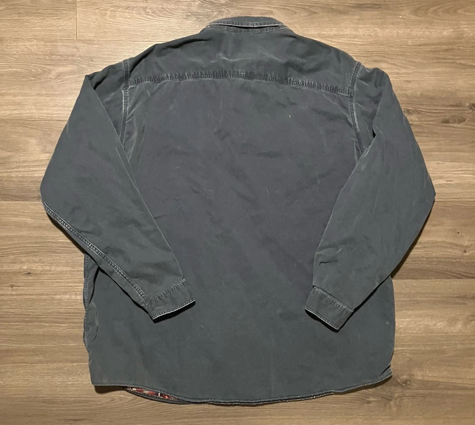 Vintage L.L. Bean Flannel Lined Hurricane Shirt Size 3XLT Blue/Gray Work Button - Image 4 of 4