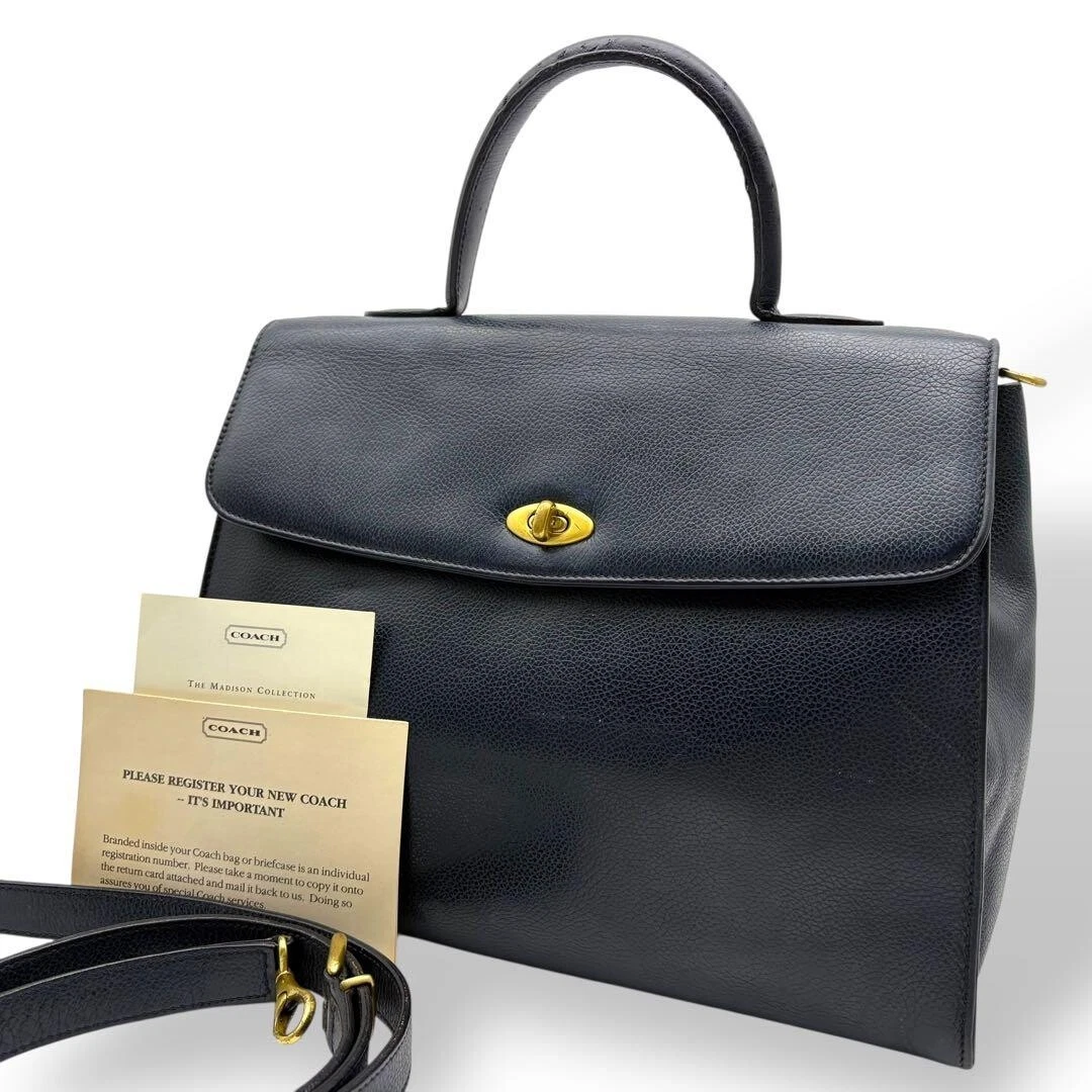 Navy Blue Leather Coach Purse for sale | eBay