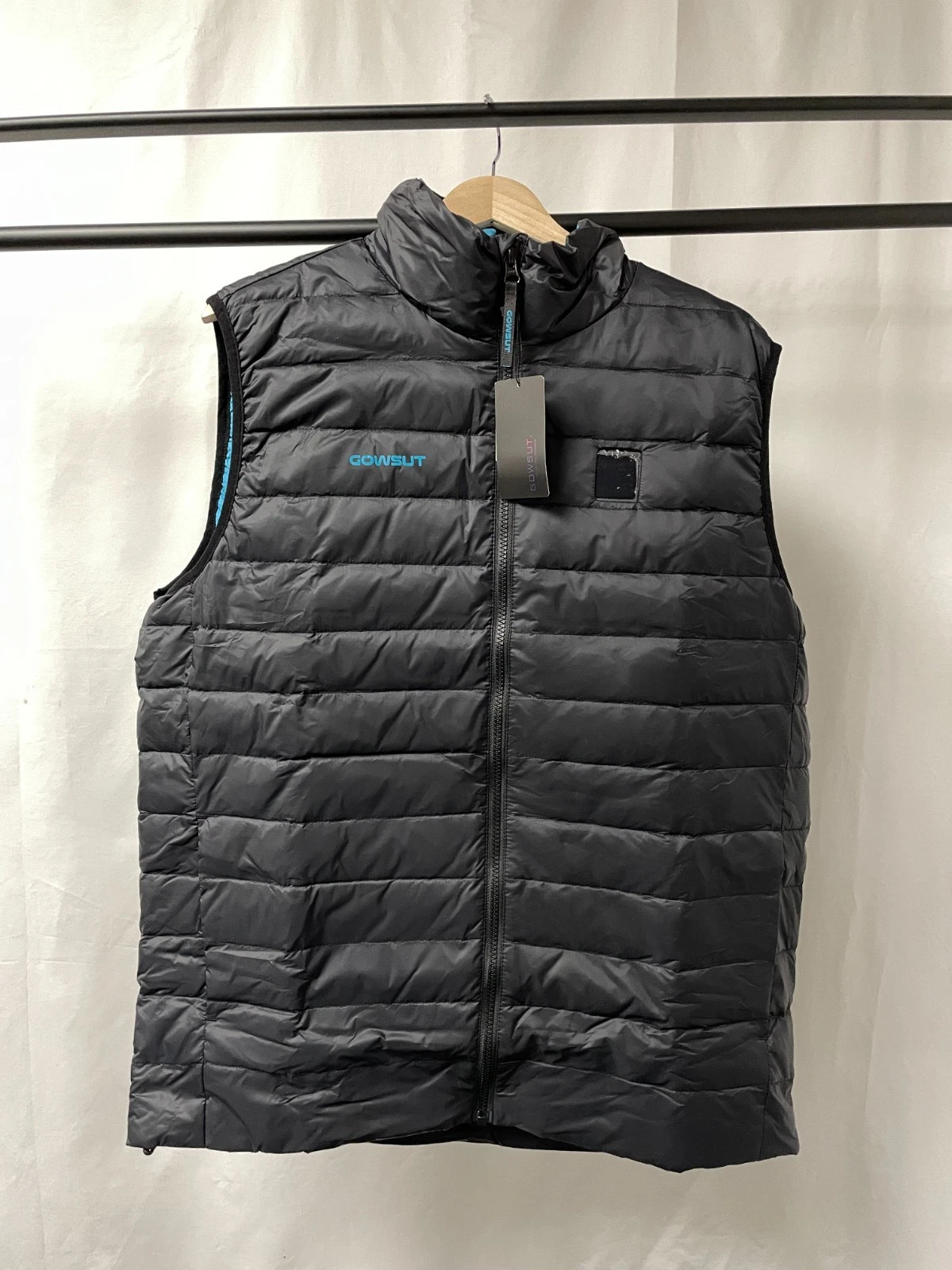 Gowsut Mens Black Intelligent Pockets Heated Full Zip Puffer Vest Size X-Large