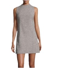 Alice + Olivia Employed Coley Black/White Tweed Sleeveless A-Line Mini Dress (6)