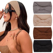 Kahanaa 4 Pcs Wide Headbands for 4 Count Pack of 1 , 4 Pack C