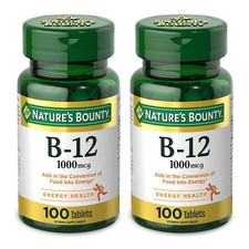 Nature's Bounty Natural Vitamin B12, 1000mcg, 100 100 Count Pack of 2 