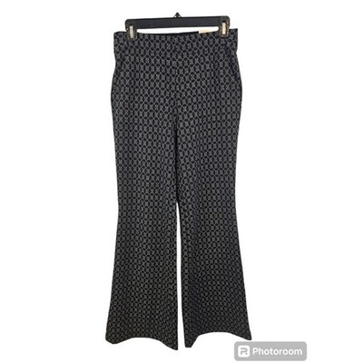 Max Studio Size S Black Off White Pull on Pants Mid Rise Boot Cut