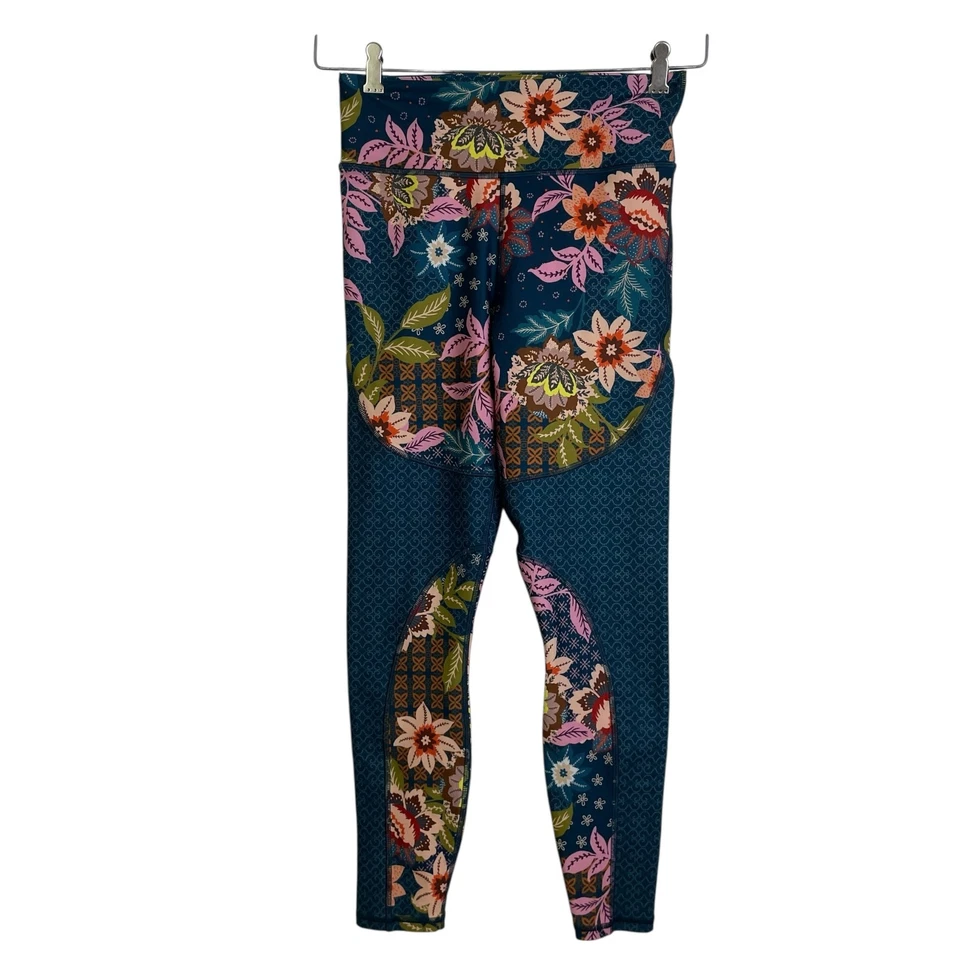 Johnny Was Bee Active Leggings Small Multi Floral Pull On Boho Gym Workout Color - Image 2 of 4