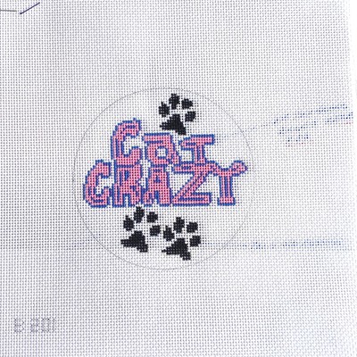 NEEDLEPOINT CANVAS: ORNAMENT COASTER CAT CRAZY   BM