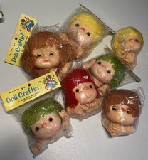 Vintage Doll Craftin Assorted Plastic Textile Doll Heads Hands Parts Lot Of 7