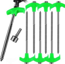 6-Pack Screw in Tent Stakes Heavy Duty, 8  Drill in Style Ground Anchor