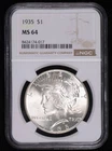 1935 Peace Silver Dollar NGC MS-64