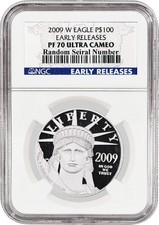 2009 W $100 Proof Platinum American Eagle 1 oz. 9995 Fine NGC PF70 UC ER 2165.52 per troy oz