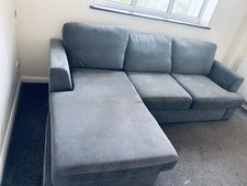 Grey Solid Fabric Chaise Longue Sofa Corner Sofa with Chaise Lounge