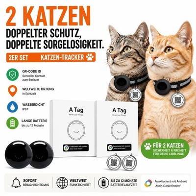 2× Katze Tracker mit QR Code ID Halsband für Android Tracking Ortung Wasserdicht