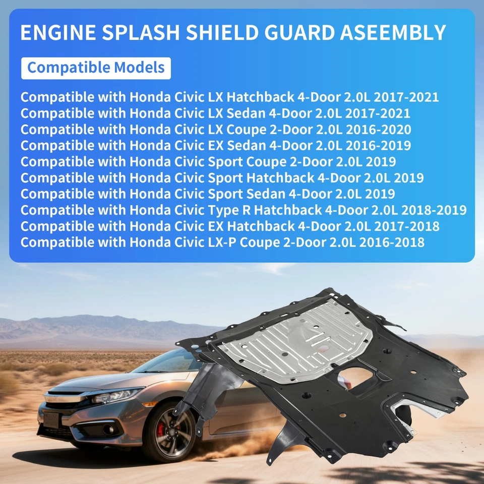 For 2016-2021 Honda Civic 74110TBCA00 Engine Cover Splash Under Shield - Image 3 of 4