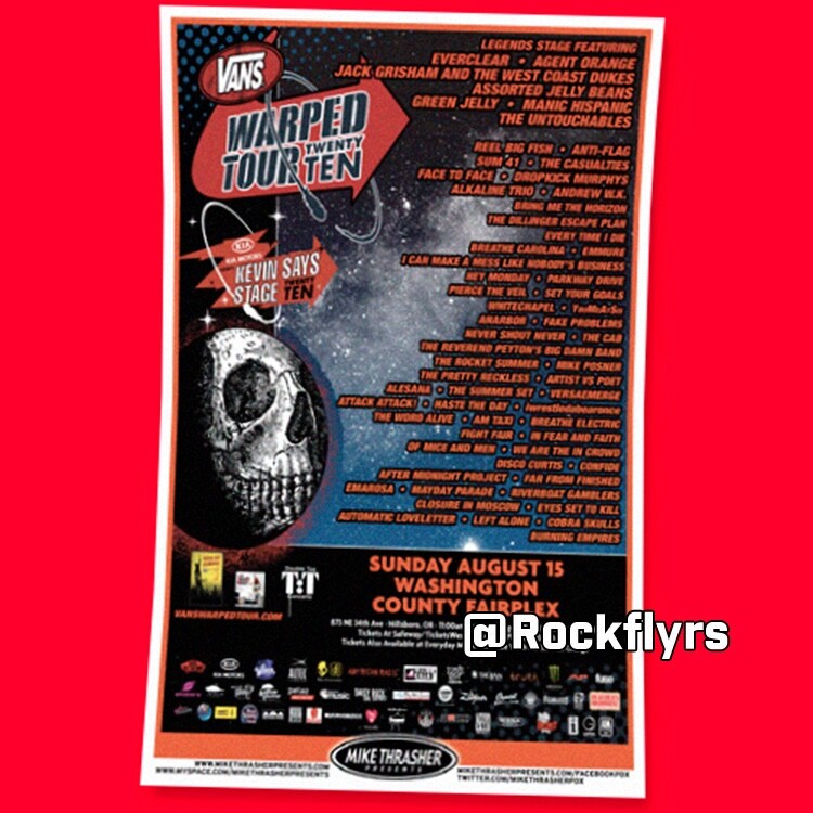 VANS WARPED TOUR 2010 Concert Promo 11x17 Street Poster. 