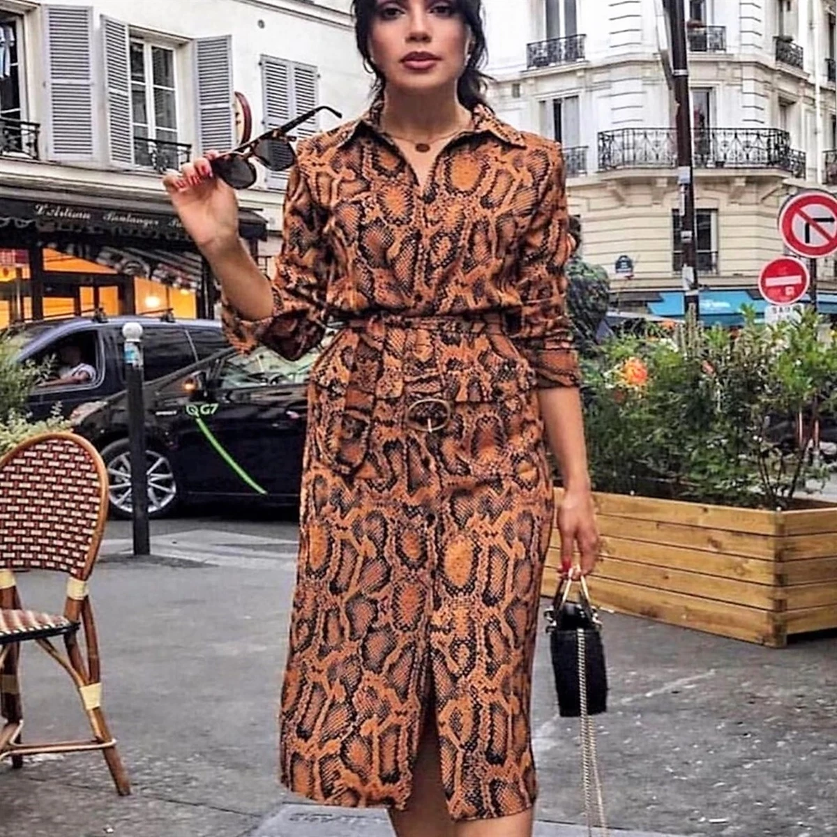 Zara snake cheap shirt dress