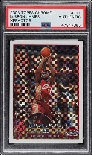 2003 XFRACTOR DEAD CENTER Topps Chrome #111 LeBRON JAMES PSA A RC Rookie Card