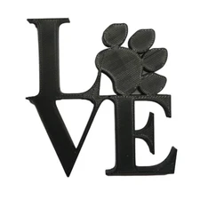 LOVE WORD WITH PAW PRINT TABLE SHELF HOME OR OFFICE DECOR BLACK USA PR4841