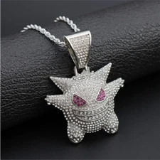  Pokemon Gengar Silver Necklace - Great Gift - Rhinestone