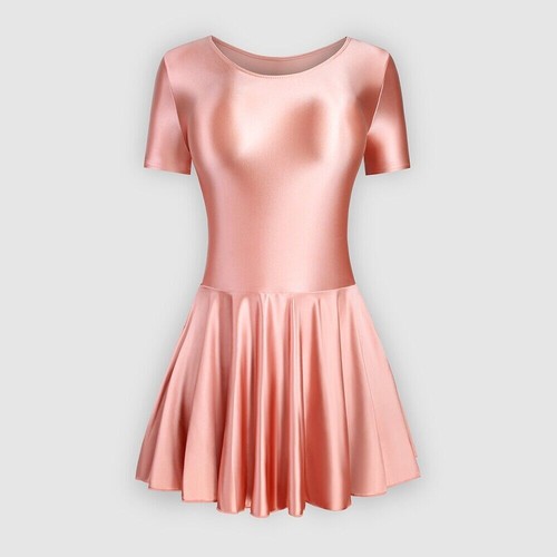Para mujeres Sexy Aceite Brillante Vestidos Mangas Cortas Calzas Deportes Yoga Faldas Bodytrajes - Imagen 32 de 41