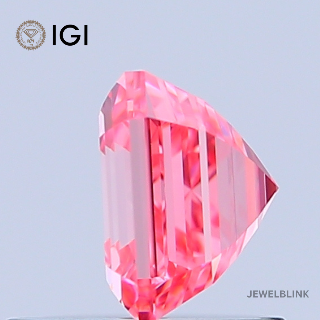 IGI Certified 0.98 Carat Fancy Vivid Pink VVS2 Asscher Cut CVD Lab