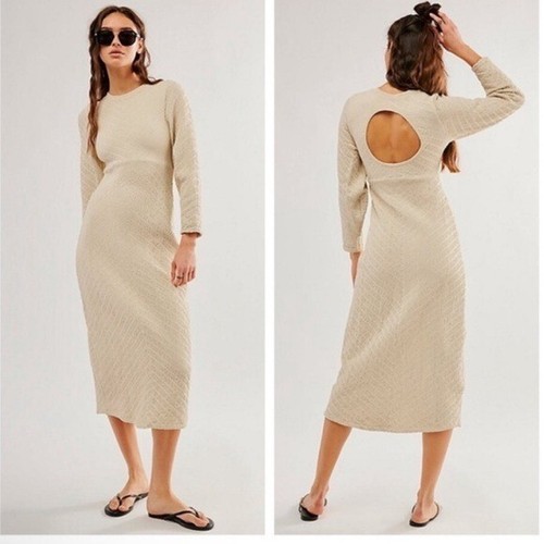 NWT Free People Gabby Seamless Open Back Midi Dress Tan size XS/S