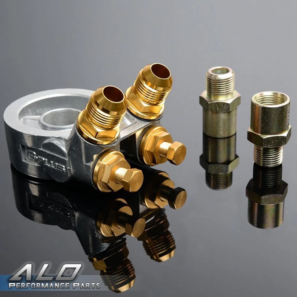 30 Row AN10 Universal Aluminum Engine Oil Cooler +Thermostat Adapter Kit+ 7" Fan - Image 4 of 4