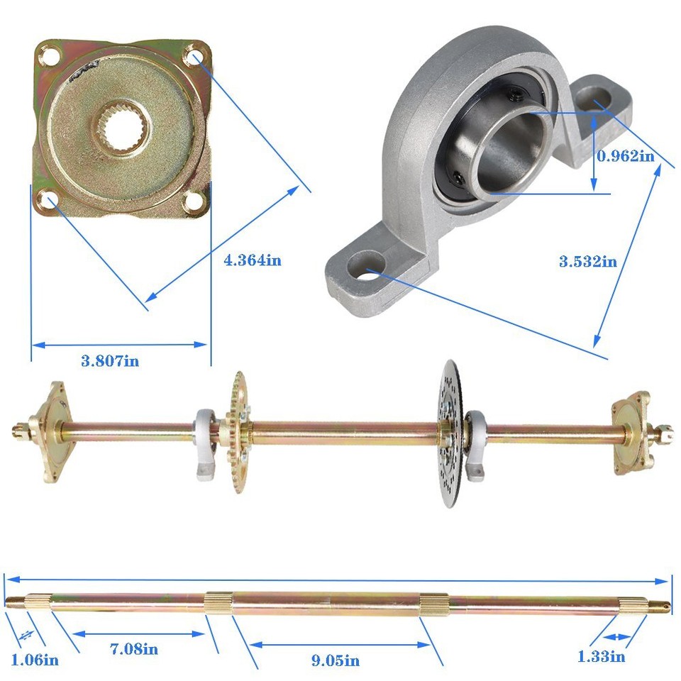 US Go Kart ATV Live Rear Axle Kit + Brake Assembly +Sprocket Hub Drift ...