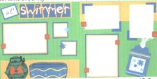 Swimmer Swim Pool Summer Vacation Water Paper Piecing Scrapbook Page Kit 12 x 12