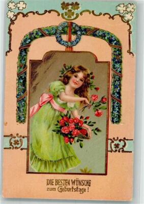 39678626 - Child Roses Basket Clover Forget-Me-Not A.S.B. 460th Birthday