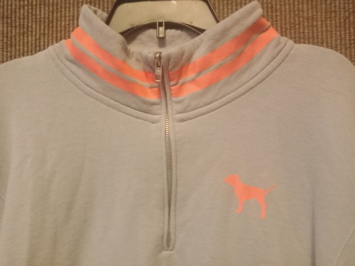 Victoria’s Secret PINK gray sweatshirt 1/4 zip size Large. Tub 9 - Picture 2 of 10