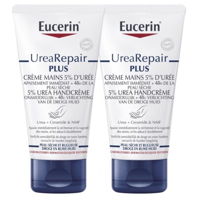Eucerin UreaRepair Plus Hand Creme 5% Urea Set of 2x75ml - Exp: 04/2026