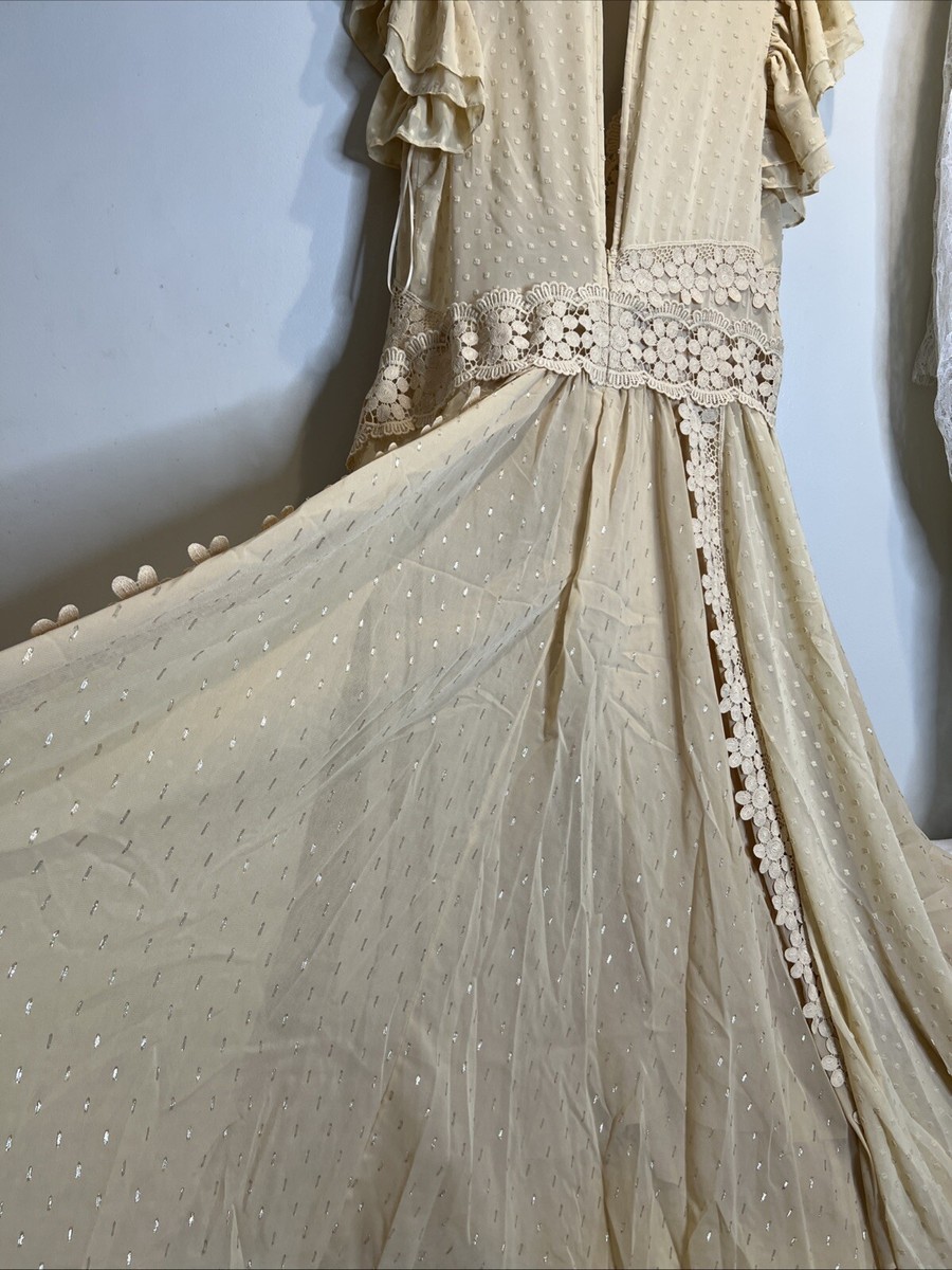 Free People Bali Keely Embroidered Dots Lace Inset Maxi Dress XL | eBay