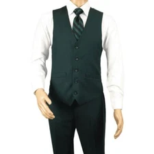 Men's Renoir Suit Vest V-neck Adjustable Strap 5Button 2Pockets 201-9 Green