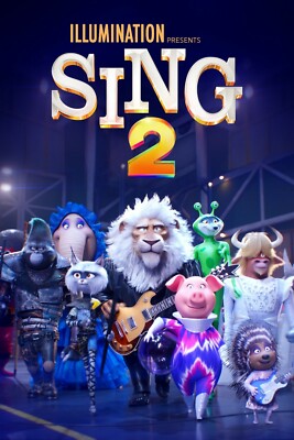 Sing 2 Filme 2022 animierter musikalischer Posterdruck | A5 A4 A4 A3 A2 A1 Maxi | 61