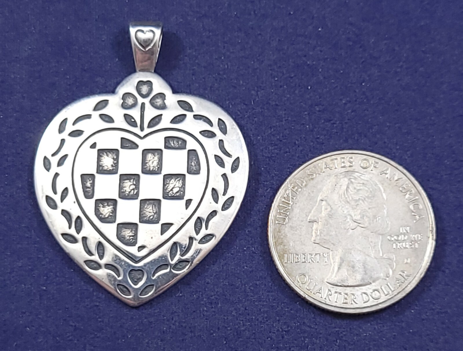 James Avery Patchwork Heart Pendant Sterling Silv… - image 4