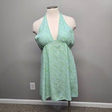 BP Nordstrom Dress Plus Size 1X Mini Blue Ditsy Floral Halter Linen Blend Summer
