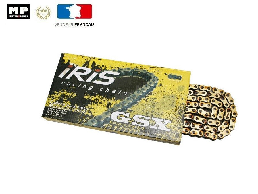 Chaîne de transmission IRIS 428 GSX dorée à 134 maillons renforcés pour moto et quad