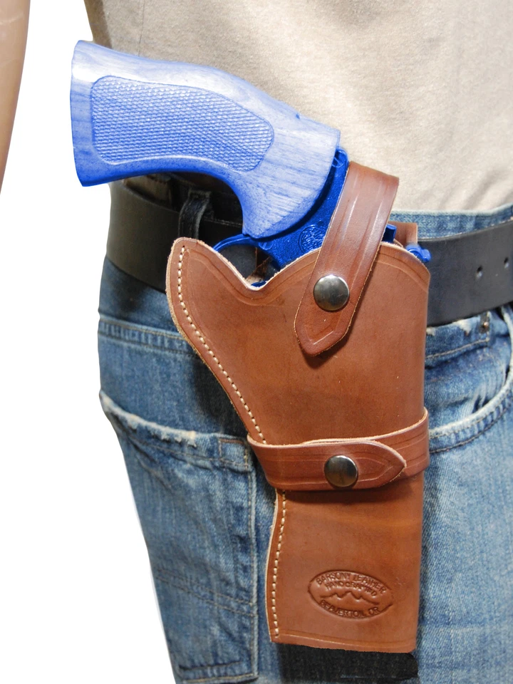 NUEVO Revólveres Smith & Wesson de 4" con funda para pistola estilo occidental de cuero marrón Barsony Foto 2 de 4