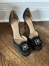 Simply Vera Wang Formal Dress Shoes 8.5 Black Silk & Rhinestones