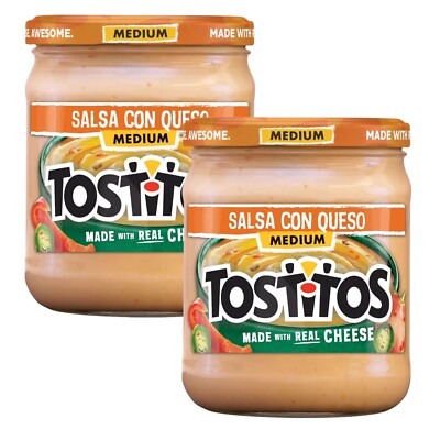 Tostitos Medium NACHO CHEESE Dip 15.75 oz (2 Jars)