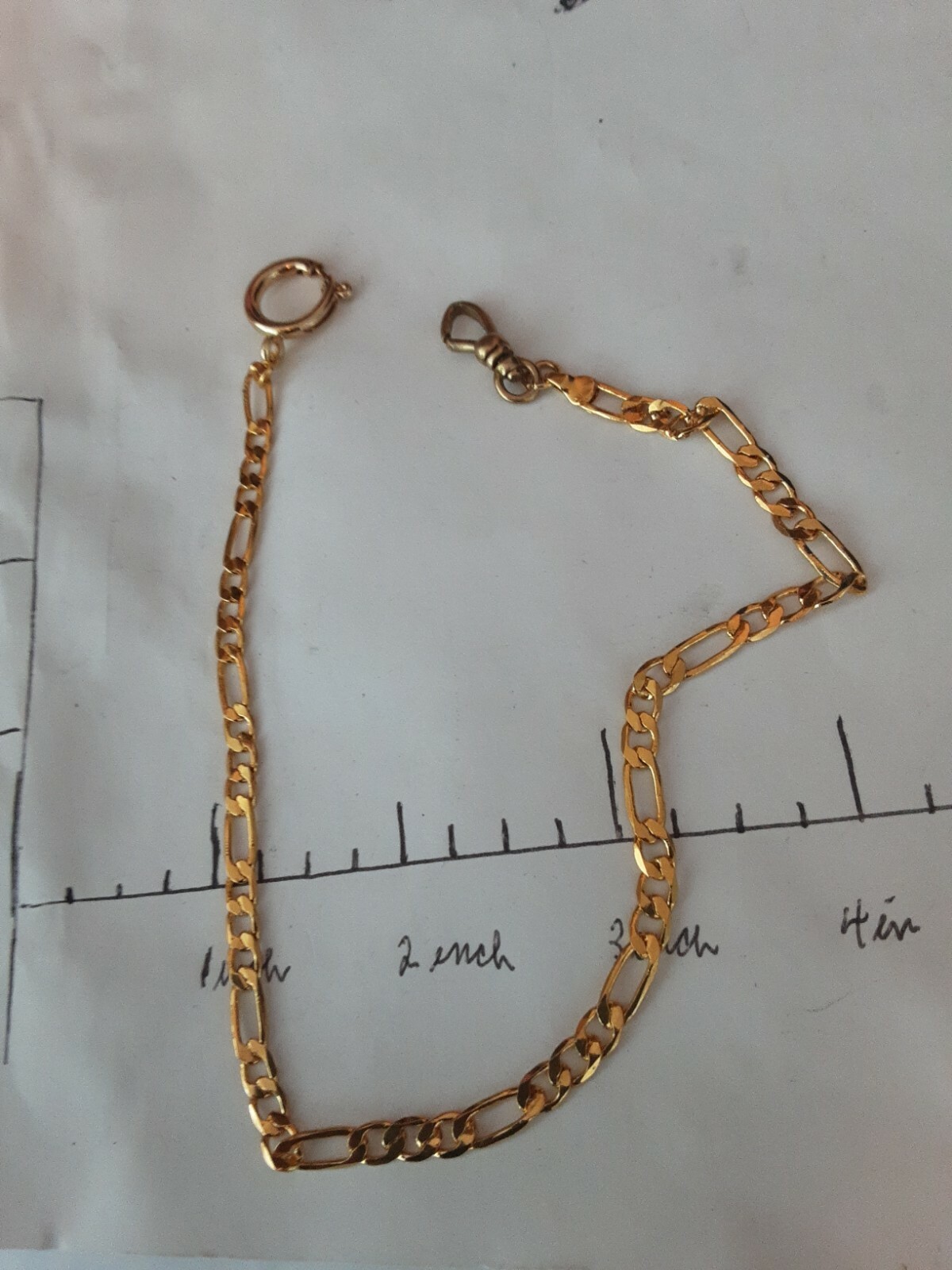 Vintage 18k gold-filled pocket watch chain with stamp 11n as shown