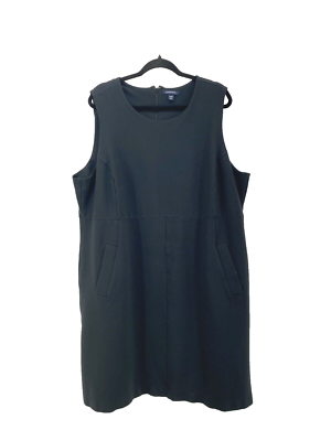 Lands End Womens 24W Black Sleeveless Ponte Knit Sheath Dress Stretch  Career | eBay
