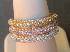 925 STERLING SILVER VERMEIL MULTI-COLORED GEMS TRIPLE BAND RING SIZE 8