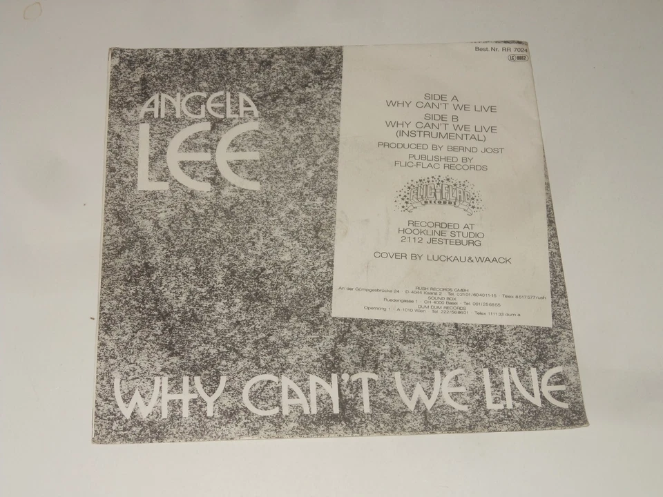 Angela Lee - 7" Single - MUSTER PRESSUNG / SAMPLE COPY - Why Can't We Live ITALO - Bild 2 von 2