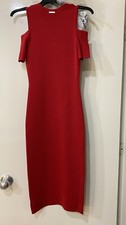 Michael Kors Stretch Viscose Peekaboo Midi Dress Size RED XS