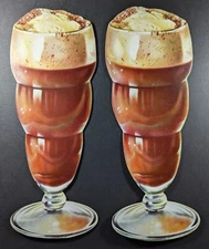 Vintage (Lot of 2) 1950s Ice Cream Float Cardboard Cut Out Decoration Display