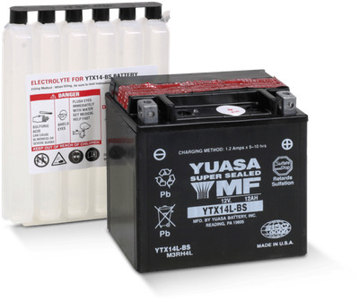 Yuasa YTX14L-BS Maintenance Free AGM 12 Volt Battery (Bottle Supplied)