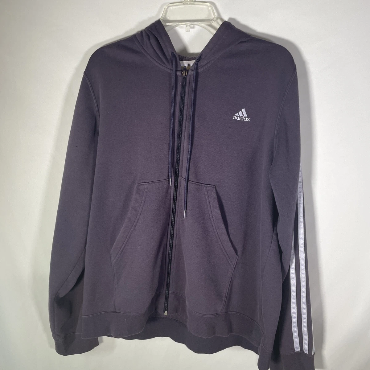 Adidas Clima 365 Performance Zip Hoodie Womens Size XL Purple w White Stripes